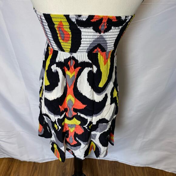 Alice & Trixie Silk Strapless Retro Print Smocked Mini Dress Size Small Womens - Picture 6 of 11